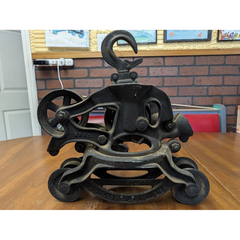 Antique Cast Iron Ney Mfg. Co. Hay Trolley Carrier Vintage Farm Barn Tool Canton